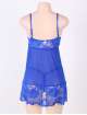Babydoll De Encaje Floral En La Suave Color Azul De Gran Tamaño,160080