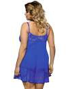 Babydoll Floral Renda Macia Azul Tamanho Grande,1603428