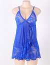 Babydoll De Encaje Floral En La Suave Color Azul De Gran Tamaño,160080