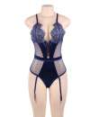 Body Deluxe Lace Satin Blue Size Large 162046
