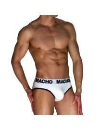 Macho - Mch006 Slip Clásico Blanco + Negro S
