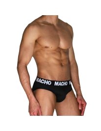 Macho - Mch007 Slip Clásico Negro + Negro S