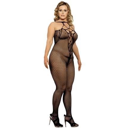 Catsuit Samanta Decote Profundo Preto Tamanho Grande