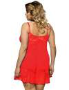 Babydoll Floral Renda Macia Vermelho Tamanho Grande,1603500