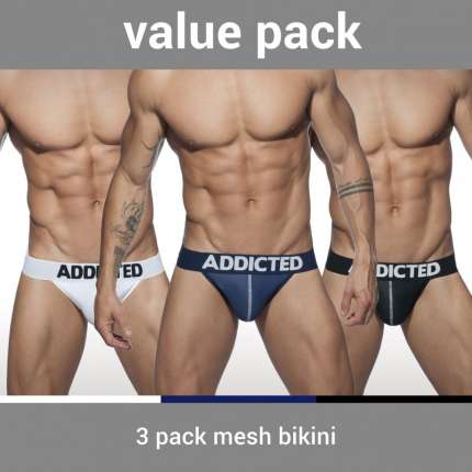 Pack 3 Cuecas Addicted Mesh Bikini Push Up,5003646