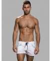 Pantalones Cortos De Andrew Christian, Deportes De Natación De Malla De Color Blanco,600050