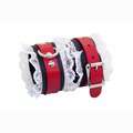 Cuffs in Red Leather with White Lace