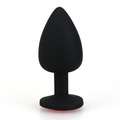 Plug Anal em Silicone Preto com Jóia Verde 7 cm