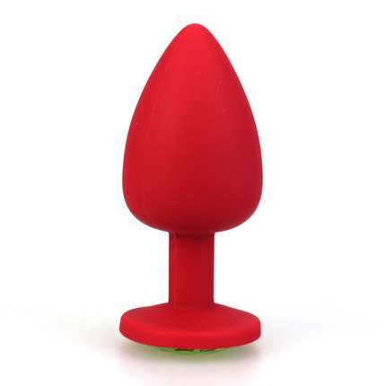 Plug Anal em Silicone Vermelho com Jóia Rosa 8 cm,2403937