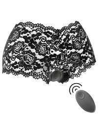 Cuecas Black&Silver de Renda Preta com Vibração,1764562