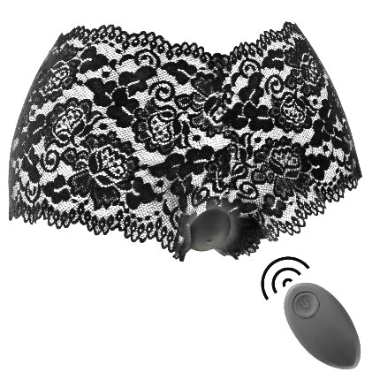 Pantalón Negro y Silver de Encaje de color Negro con Vibración