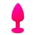 Plug Anal em Silicone Rosa com Jóia Amarela 7 cm
