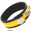 Cockring Ajustável de Couro Amarelo e Preto