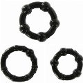 3 Cockrings de Estancia Dura de color Negro