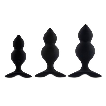 3x Plug Anal FeelzToys Bibi Twin Preto,2375602