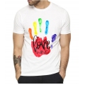 T-Shirt Mão Rainbow Love Wins