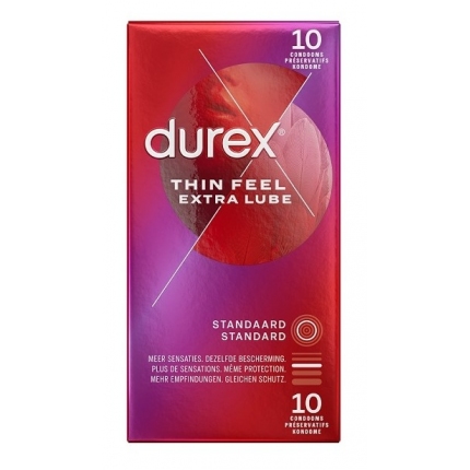 10x Preservativos Durex Thin Feel Extra Lube