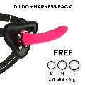DELTA CLUB - TOYS HARNESS + DONG PINK SILICONE 17 X 3 CM