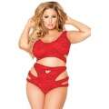 Conjunto Vermelho Cutout em Renda