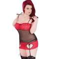 Bustier de São Valentim Vermelho e Preto