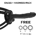 COCK MILLER - HARNESS + SILICONE DENSITY ARTICULABLE COCKSIL BLACK 24 CM