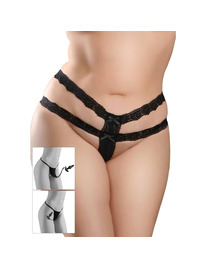 HOOK UP PANTIES - CROTCHLESS SECRET GEM BLACK BOW