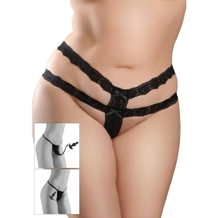 HOOK UP PANTIES - CROTCHLESS SECRET GEM BLACK BOW D-230564