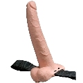 FETISH FANTASY SERIES - ADJUSTABLE HARNESS REALISTIC PENIS WITH BALLS RECHARGEABLE AND VIBRATOR 23 CM