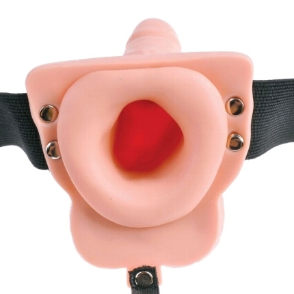 FETISH FANTASY SERIES - ADJUSTABLE HARNESS REMOTE CONTROL REALISTIC PENIS WITH RECHARGEABLE TESTICLES AND VIBRATOR 15 CM D-23...