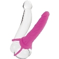 California exotics - dual penetrator dildo con arnes rosa