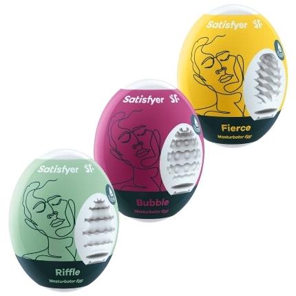 3x Masturbador Egg Satisfyer Riffle, Bubble & Fierce,D-231036