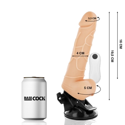 BASECOCK - REALISTIC VIBRATOR REMOTE CONTROL NATURAL WITH TESTICLES 19.5CM D-223000