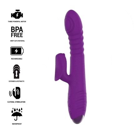 INTENSE - IGGY MULTIFUNCTION RECHARGEABLE VIBRATOR UP DOWN WITH CLITORAL STIMULATOR PURPLE D-235823