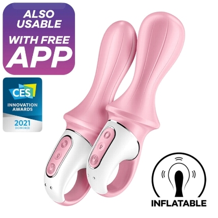 satisfyer - air pump booty 5+ vibrador anal inflable rosa