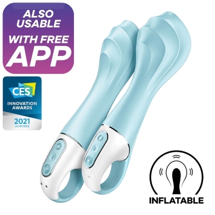 satisfyer - air pump vibrator 5+ inflatable g-spot vibrator app blue D-232170