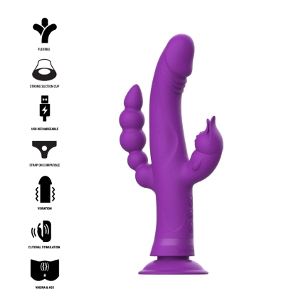 intense - casanova rabbit silicone vibrator triple motor purple D-234766