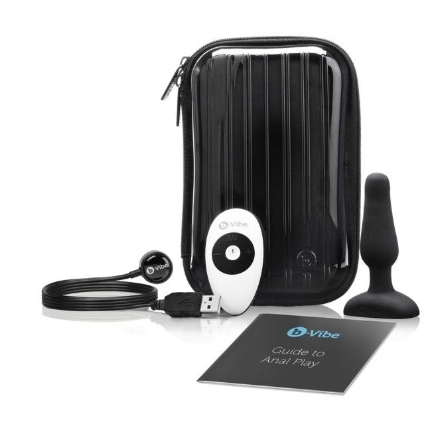 Plug Anal com Vibração B-vibe com Comando Recarregável Novice Preto,D-217114