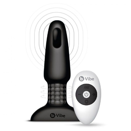 Plug Anal B-Vibe com vibração e comando Rimming 2 Petite Preto,D-217118