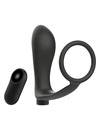 addicted toys - penis ring with remote control anal plug black rechargeable D-227639