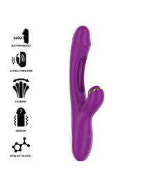 intense - ateneo rechargeable multifunction vibrator 7 vibrations with swinging motion and sucking purple