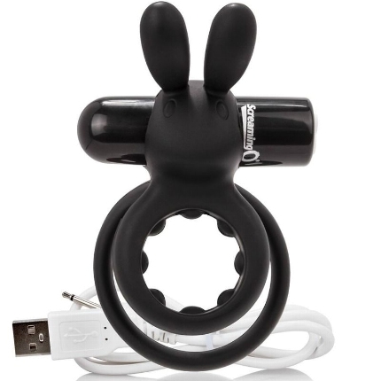 screaming o - ring rechargeable double with rabbit hare black D-212513