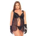 Babydoll com Tanga Leg Avenue Preto