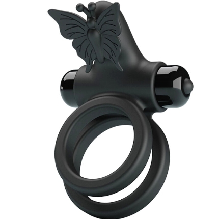 pretty love - double vibrating ring with black stimulator D-233397
