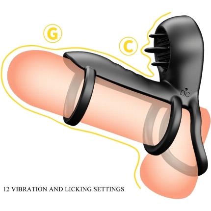 pretty love - jammy penis sheath 12 vibrations with rechargeable silicone tongue D-235755