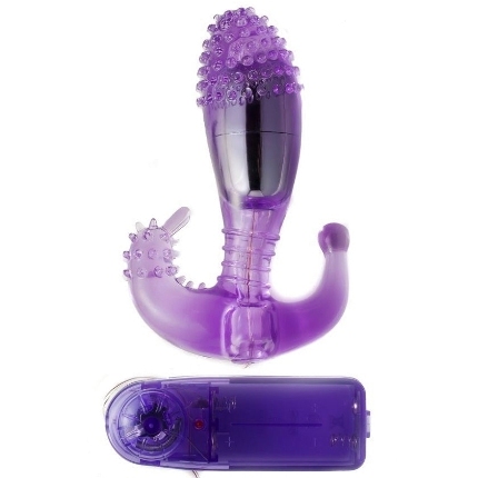 Plug Anal Baile com Estimulador Vaginal e Vibração Roxo