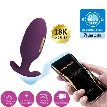 Plug Anal Pretty Love Jefferson com Vibração e App Roxo,D-238729