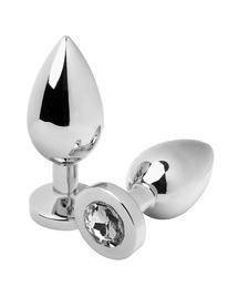 metal hard - anal plug diamond transparente small 5.71cm