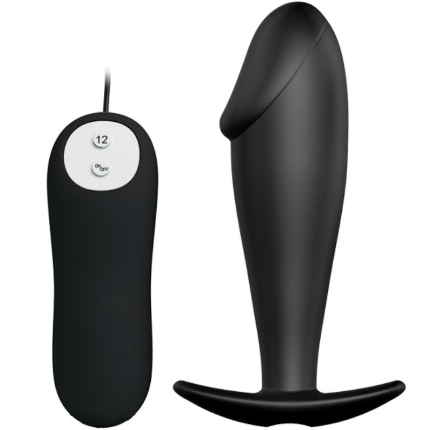 pretty love - silicone anal plug penis form and 12 vibration modes black D-211740