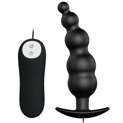 pretty love - anal plug silicone extra stimulation and 12 vibration modes black D-211747