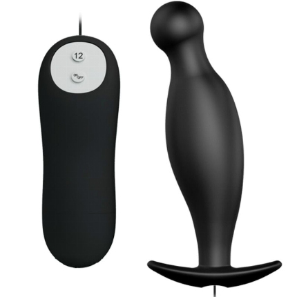 pretty love - silicone anal plug 12 vibration modes black D-211749